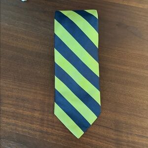 J. CREW 100% SILK TIE REPP Diagonal Ribbed Stripe Necktie NAVY BLUE VIVID GREEN